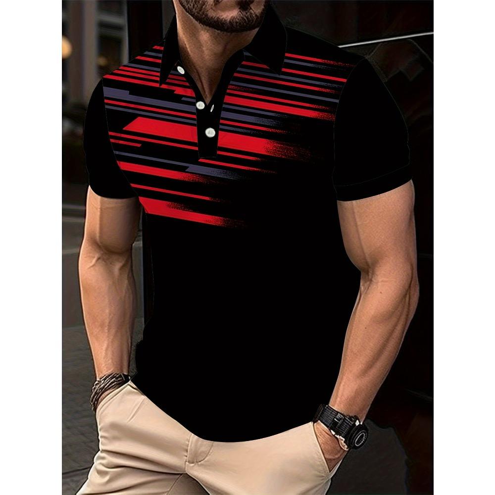 New Men's Fashionable Short Sleeved 3D Digital Printed Polo Casual Polo Shirt