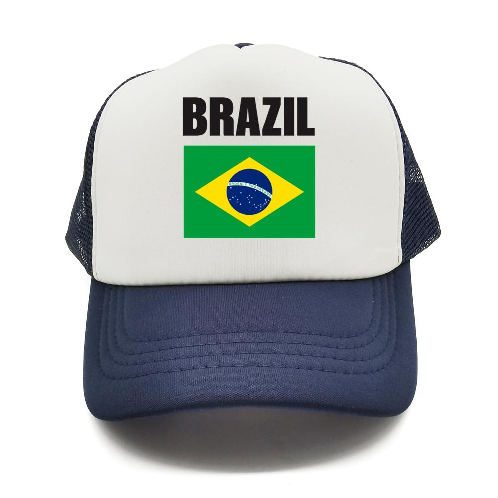 Brazil Flag Trucker Hat Adult Adjustable Mesh Net Country Fans Baseball Cap Unisex Women Hip Hop Dad Gift Hat