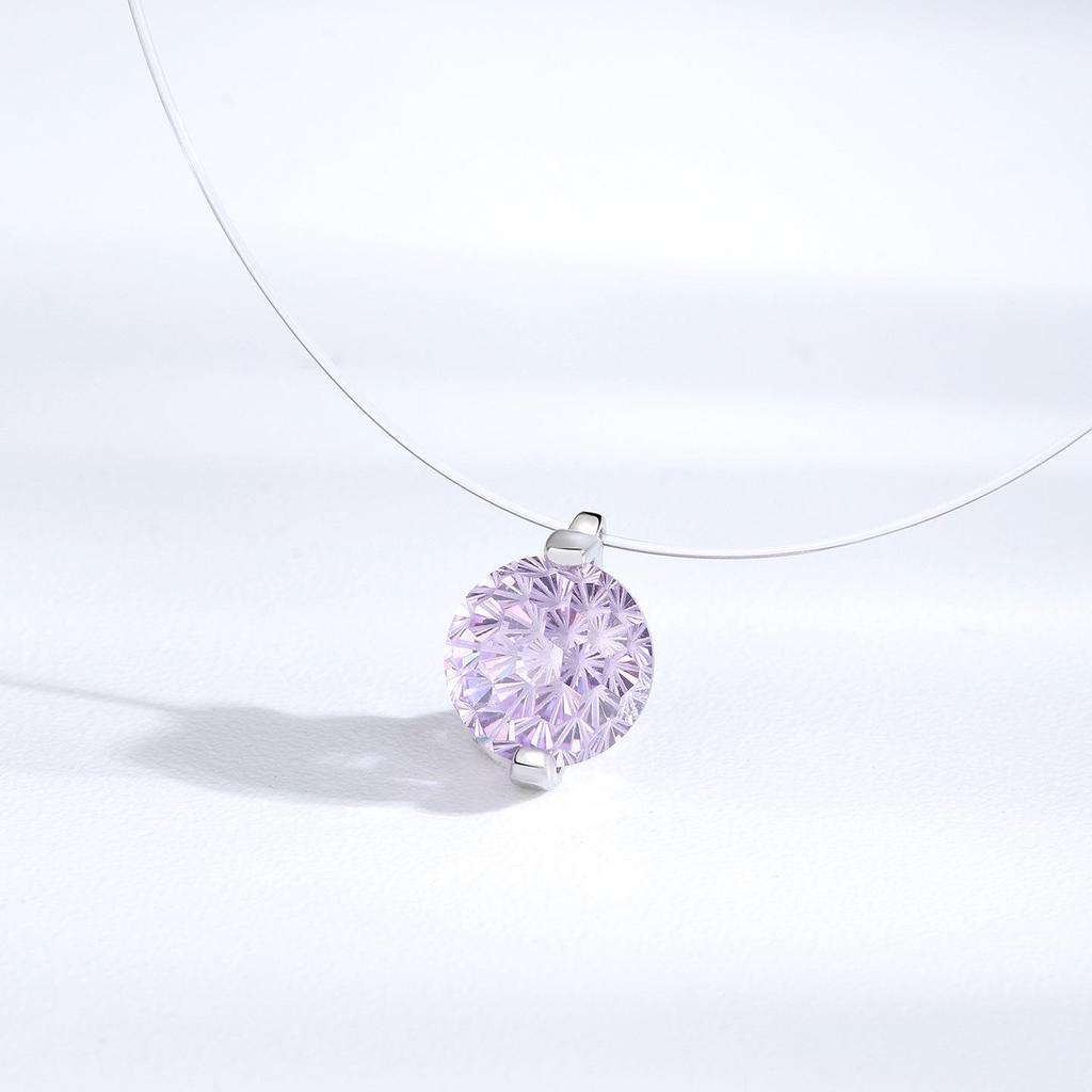 S925 Sterling Silver Moissanite Mermaid's Tear Necklace - Elegant Invisible Fishing Line Design for Women