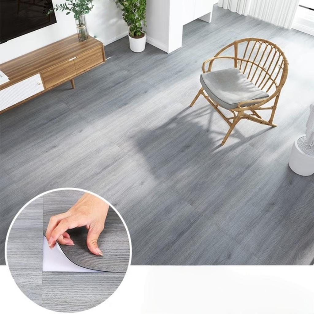 10pcs 40x15cm Floor Sticker Wall Sticker Modern Self-adhesive Thick PVC Wood Grain Floor Sticker Living Room Bedroom Decoration