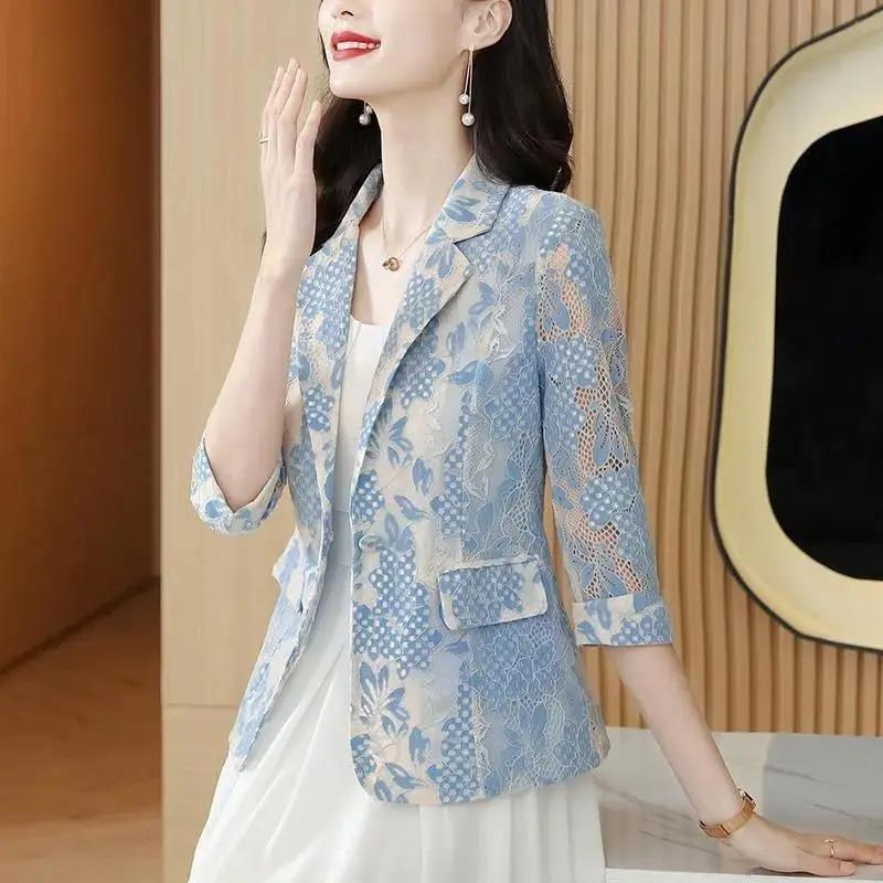 Lace Suit Jacket Women's Spring and Summer Thin Three-quarter Sleeve Casual Suit Top
