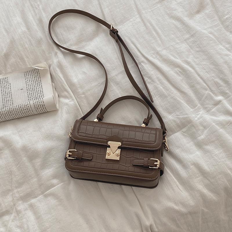 Red Women S Bagnewest Fashion Stone Pattern Box Bag Small Handheld Small Square Bag Versatile Crossbody Bag