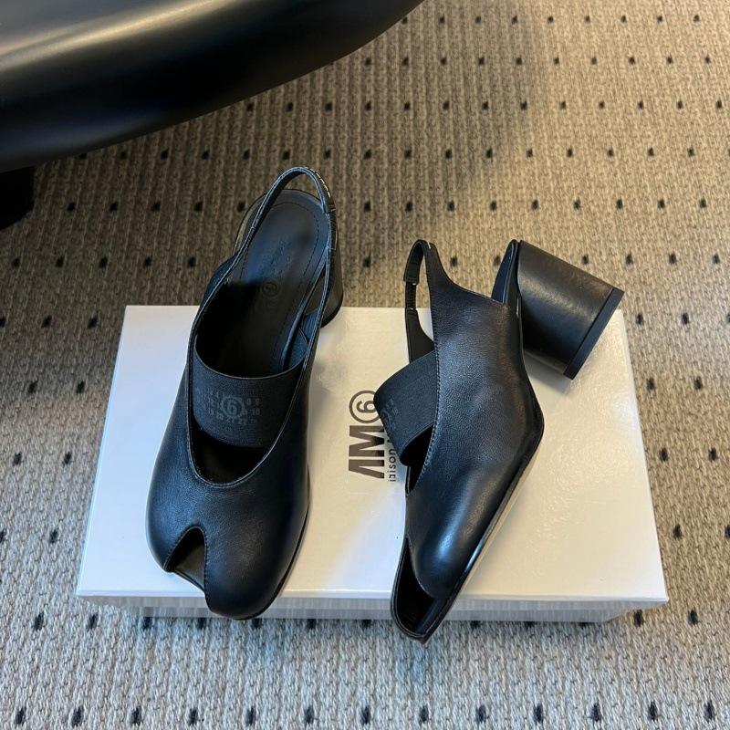 MM6 Samt Riemen Flache Sandalen - Frühling/Sommer '26 - Apfel Zehenpartie, Elastisches Band, Vielseitiges High Heel Design