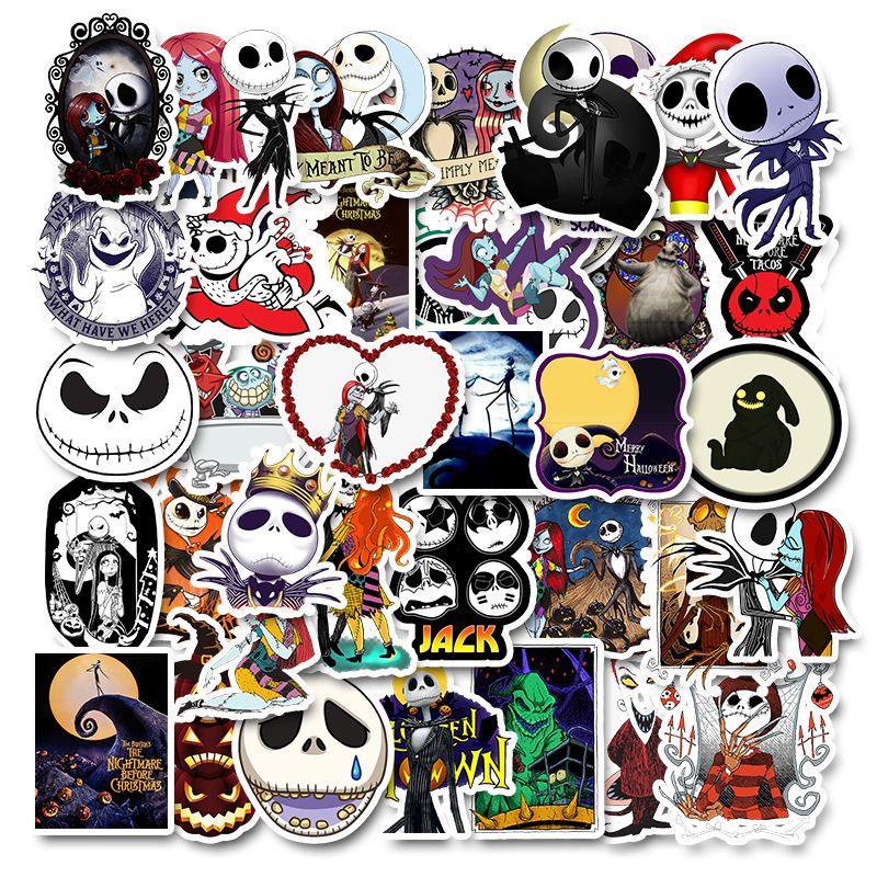 Vibrant Nightmare Before Christmas Vinyl Stickers For Car Laptop Luggage 50pcs Set