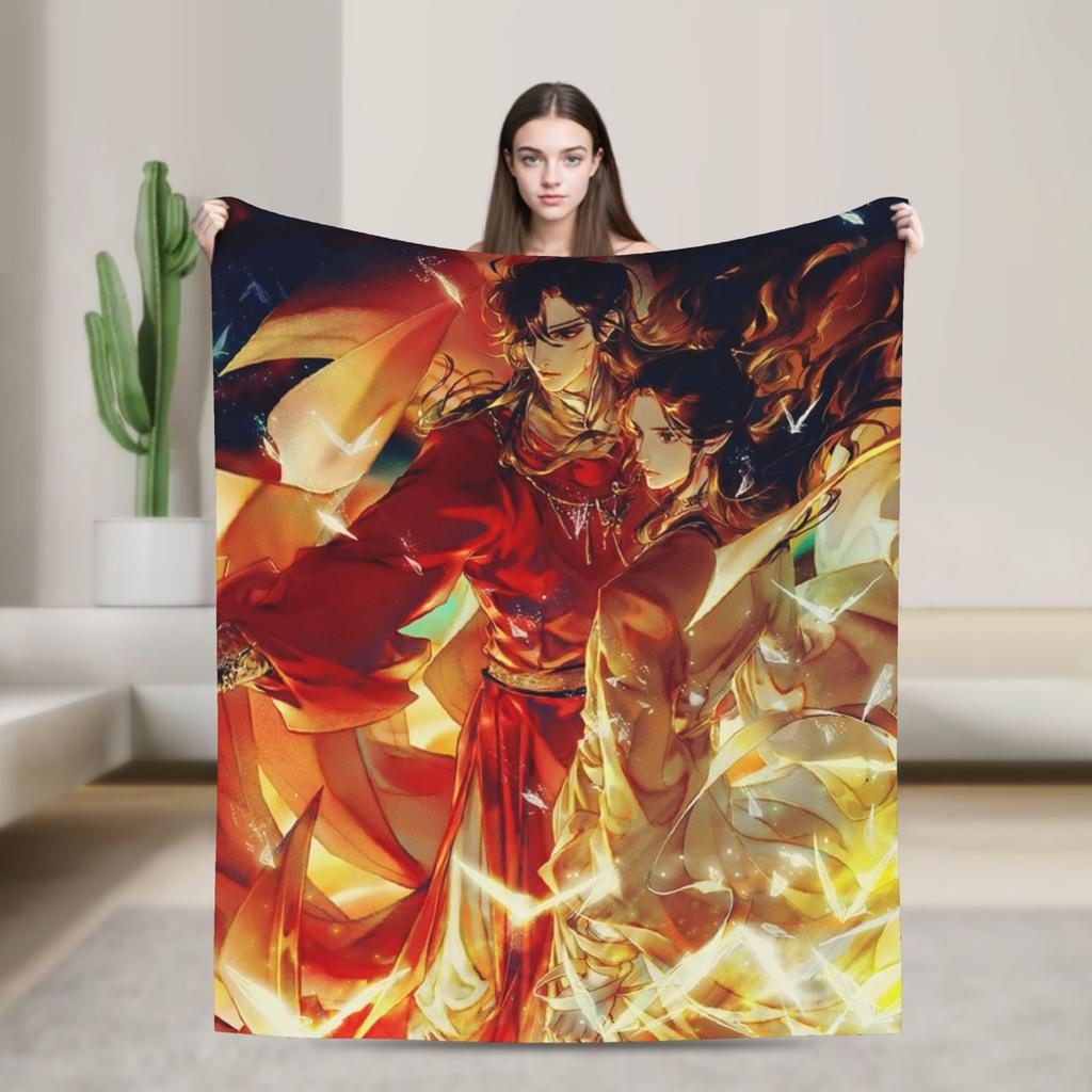 Tian Guan Ci Fu Blankets Anime Yaoi Lgbt Boy Love Plush Vintage Warm Throw Blanket for Bedding Lounge Autumn/Winter