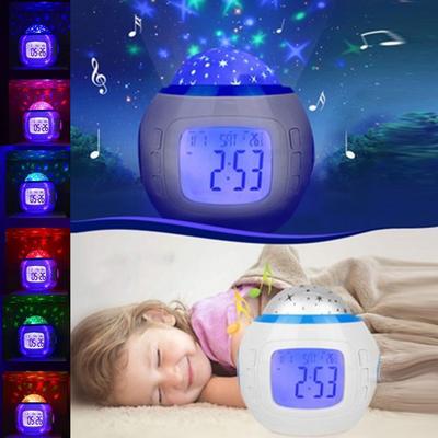 Wecker Projektionslicht LED Wecker Projektionslicht Sternenhimmel Farbwechsel Nachttisch Nachtlicht für Schlafzimmer Kinderzimmer
