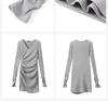 2026 Women's Gray V-Neck Slim Fit Short Skirt - Sexy Winter Inner Wear Dress