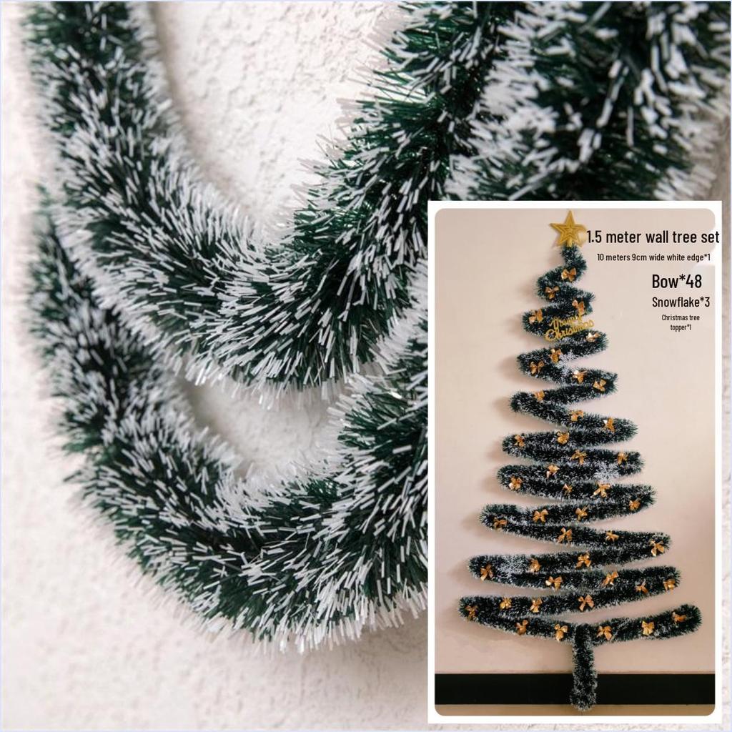 10m Dark Green Tinsel Ribbon & Feather Boa Christmas Tree Ornaments Set