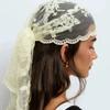 Eleganter Spitzenschal Aushöhlmuster Stickerei Foulard Bandana Einfarbig Dreieckstuch Dünne Vintage Taschentücher für Haare Frau