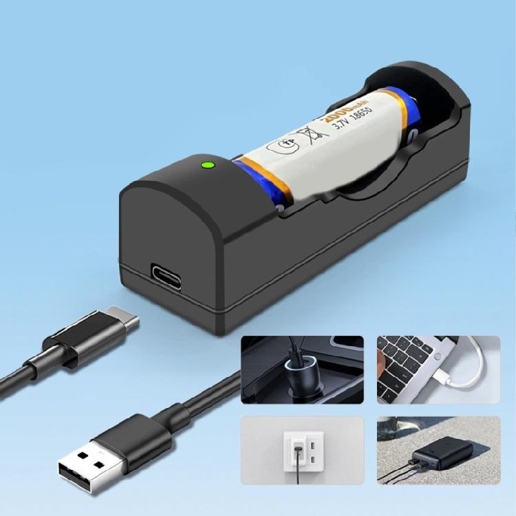 Portable Type C Interface Charging Adapter 1-Slot Charger Supports Multiple Lithium Battery Types Including 18650