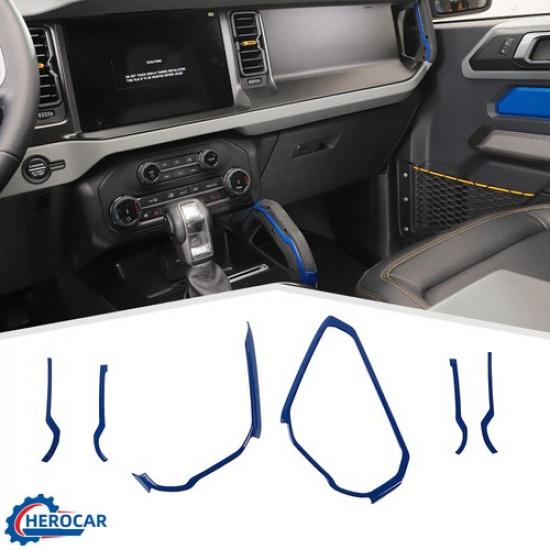 6 set Center Console Dashboard Dashboard Cover Trim For Ford Bronco +Blue