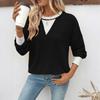 Women's Casual Loose Colorblock Round Neck Long Sleeve Twisted Stripe Sweatshirt