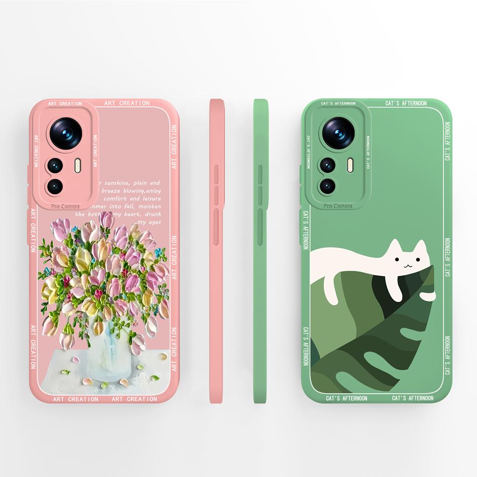 For Xiamoi 12T Pro Phone Case Elegant-Butterfly Soft Liquid Silicone Camera Protection Back Cover For Mi 12T 12 T 12TPro Funda