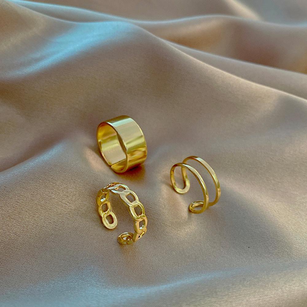 3pcs/Set Fashion Punk Ring Simple Design Vintage Black Color Joint Rings Sets for Women Jewelry Korean Version Joint Ring 2021