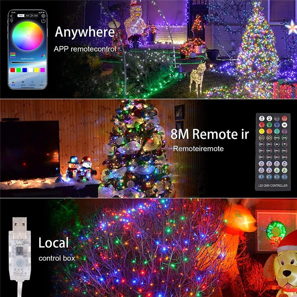 LED String Light Smart Bluetooth App Control Garland Waterproof Outdoor Fairy Lights For Christmas Holiday Party Birthday Decor