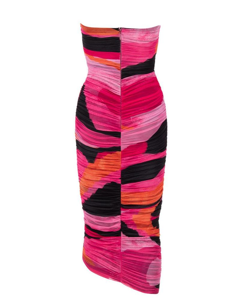 European and American Women's Tube Top Sexy Printed Pencil Dress