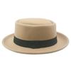 Flat Top Fedoras Jazz Hats For Women Men Solid Color Imitation Woolen Jazz Cap British Style Wide Brim Ladies Bowler Hats Fedora