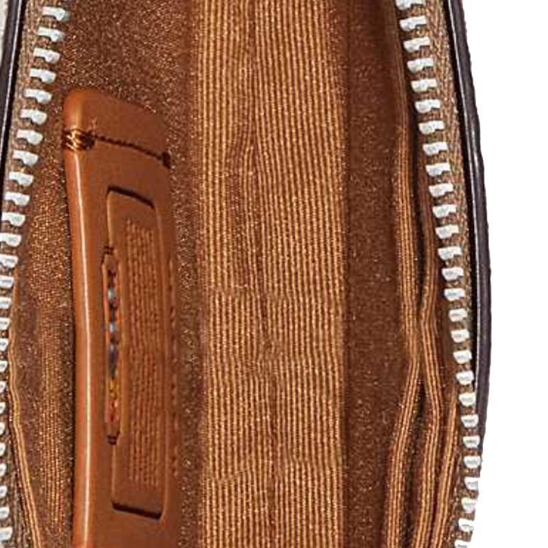 New COACH Corner Zip Canvas With Leather Wallet Wrist Bag Clutch Small Size Women's Brown CK359-SVOT8