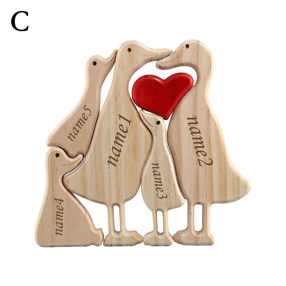 Personalized Duck Family Theme Wooden Art Puzzle 2024 Free Engraving Wooden Desktop Decorations Customized Gifts for Mom Da M5A5