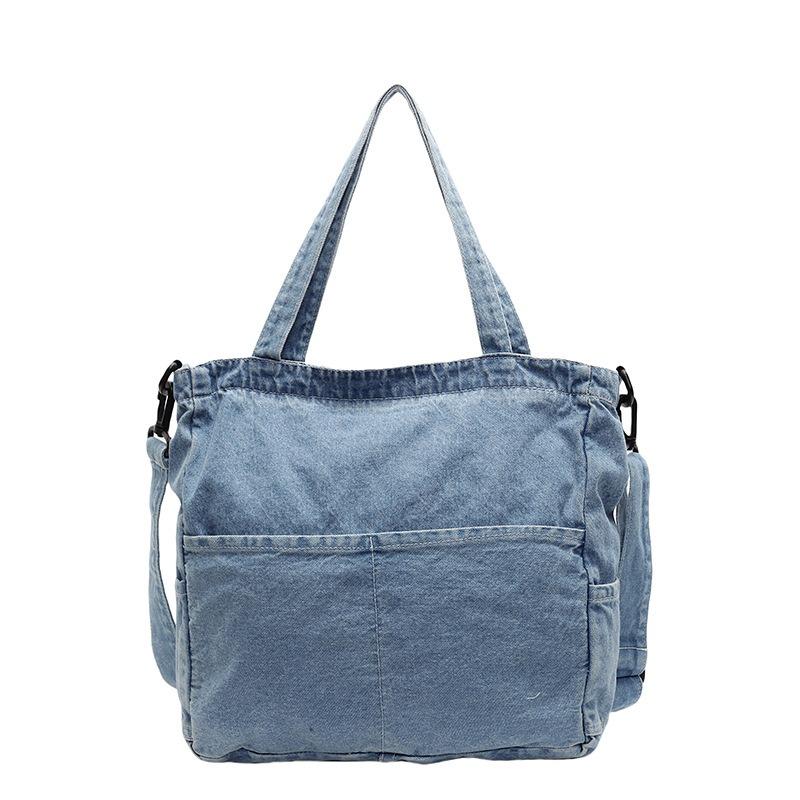 New niche versatile shoulder messenger bag, large-capacity denim tote bag, women's bag, a must for commuting