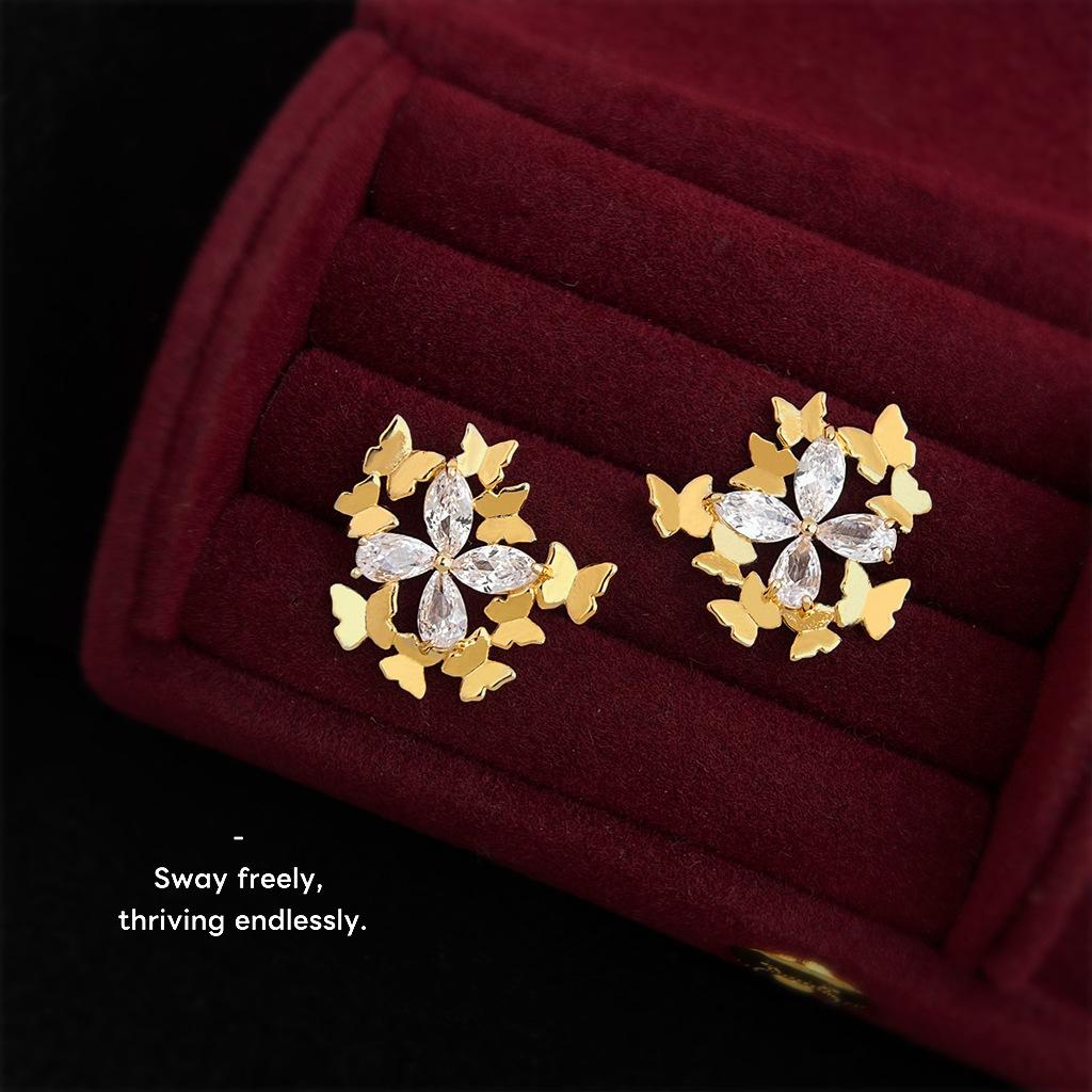 

Butterfly group~ Original design creative needle inlaid zircon new earrings stud earrings jewelry