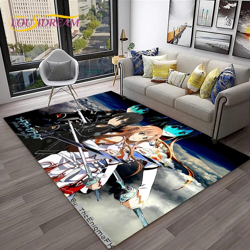 SAO Novel Cartoon Sword Art Online Carpet Rug for Home Living Room Bedroom Sofa Doormat Decor,kids Area Rug Non-slip Floor Mat