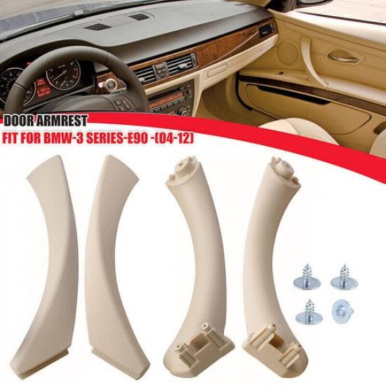 Beige Fits BMW E90 328i Rear Left&Right Inner Door Handle Pull Trim + Cover Kit