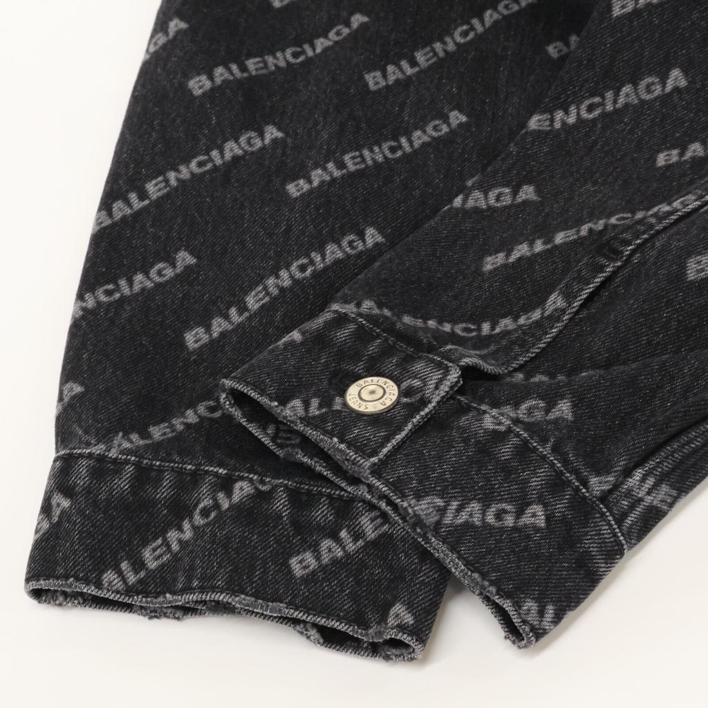Balenciaga [/Inland Regulär] 675208 Gebrauchte BB Monogram Denimjacke XS schwarzGebraucht