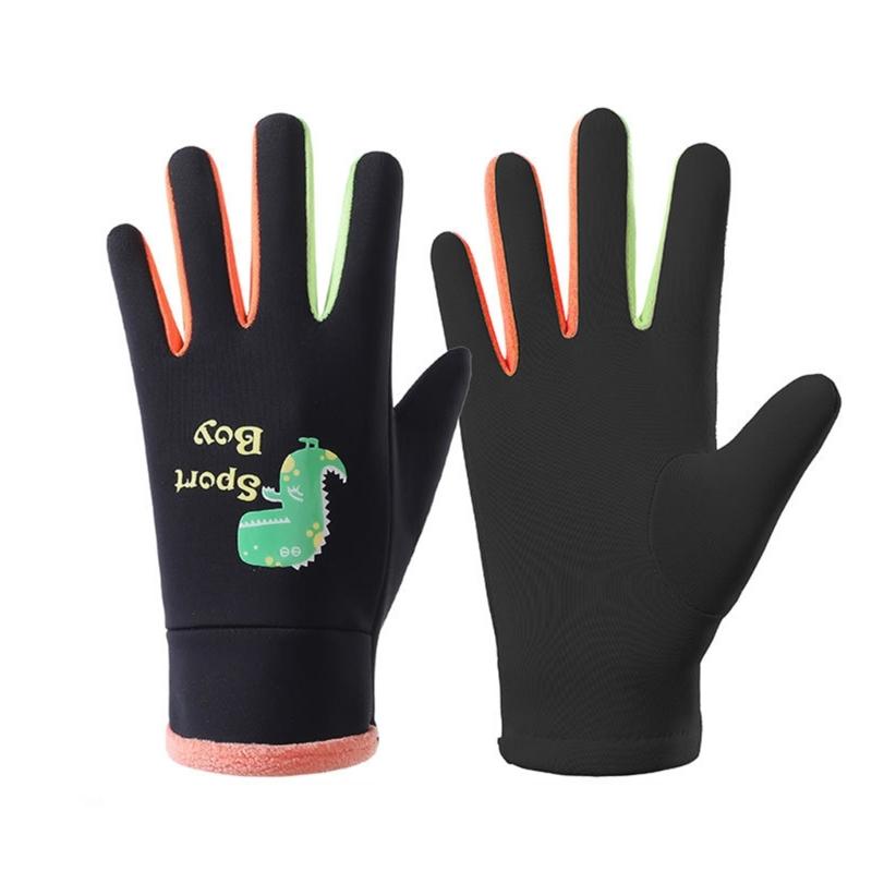 Winddichte Handschuhe Winter Warme Handschuhe Wasserabweisende Cartoon-Druck Kinder Fahrradhandschuhe Outdoor Thermische Fäustlinge mit für Winter