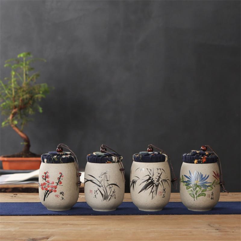 Cutie de ceai pentru ceramică brută Puer Cutii portabile de călătorie Canistra din ceramică din porțelan Borcan de depozitare Kung Fu