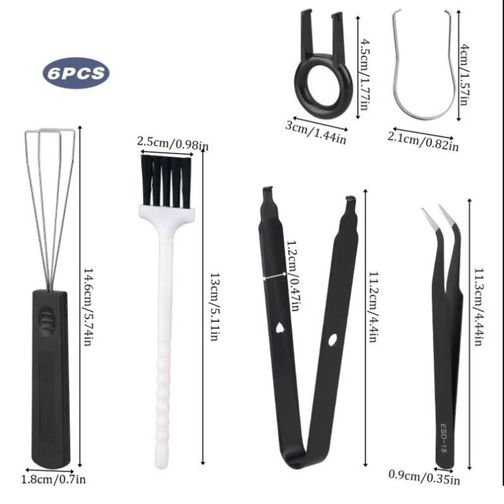 

Механічна клавіатура Клавіатури Клавіатури Знімач Перемикач Відкривач Пакет мастила для механічних геймерів Гаряча заміна клавіатури Комплект аксесуарів 6Pcs Black