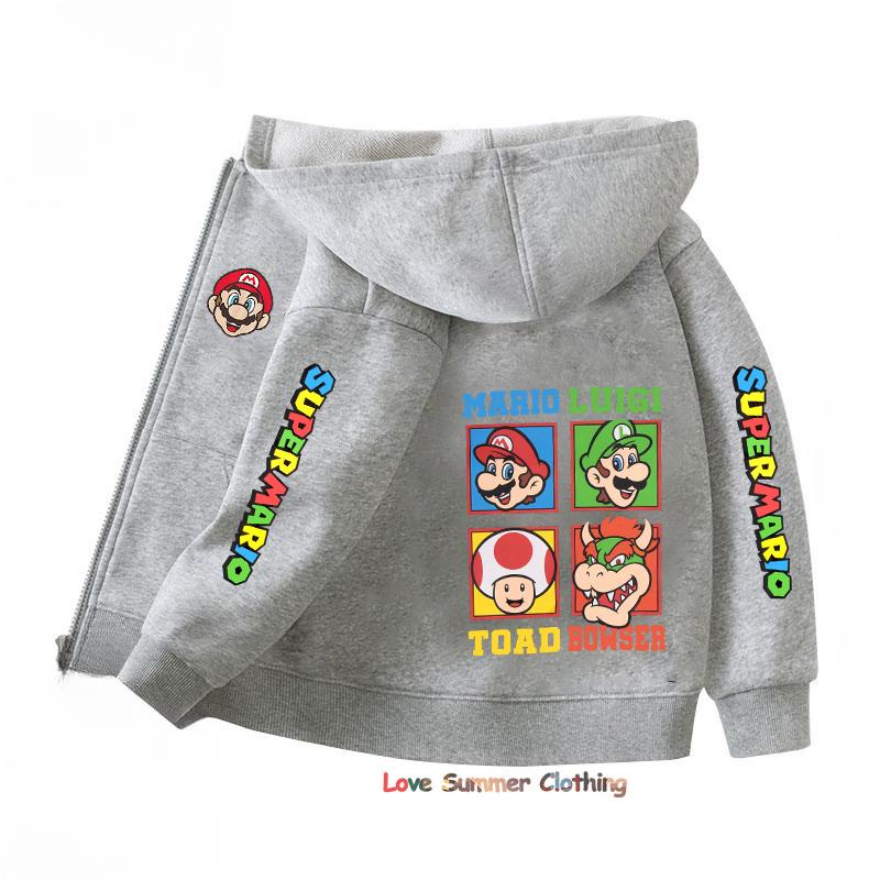 Mikina s kapucí na zip Kawaii Dětská Streetwear Mario Dětská mikina Mario Luis Zip Dětská mikina Dívčí Chlapecký top Mikina