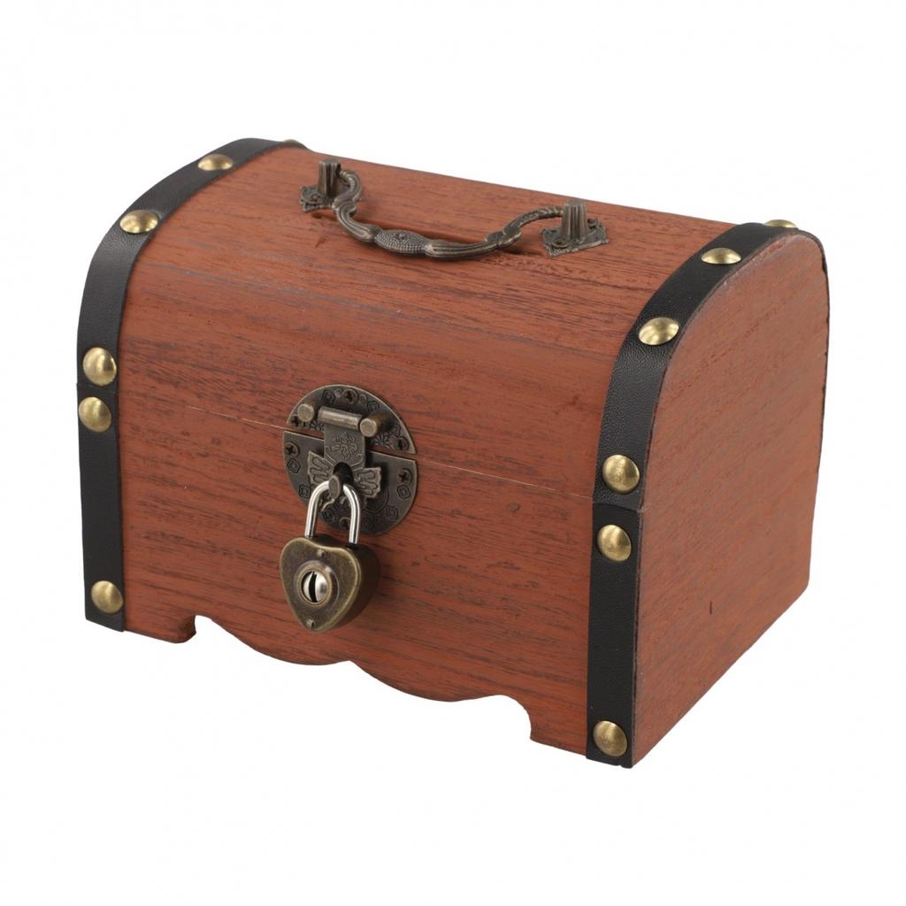 Lock And Key Piggy Bank Wooden Money Box Kids Financial Education