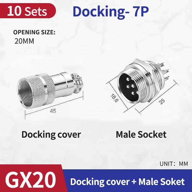 10Set GX20 Docking 2/3/4/5/6/7/8/9/10 Pin Male Female Butting Wire Cable Circular Aviation Socket Plug Panel Connector