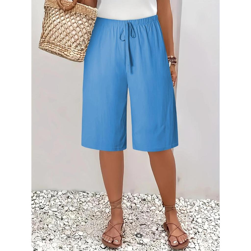 Ladies, Casual Pants, Fashionable, Solid Color, Cropped Pants, Mid Length Pants