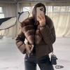 Європейська станція Зима Нова Жіноча коротка модна вільна потовщена хутряна куртка з коміром з лисячого хутра та пуху гусака