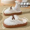 Bow 2025 new cotton slippers winter indoor home soft sole non-slip warm plush platform shoes