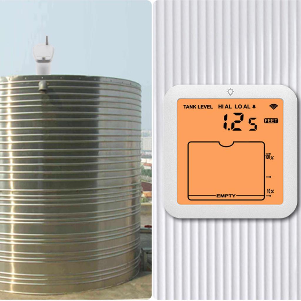 Water Tank Level Monitor Ultrasonic Water Level Indicator Multifunctional Detector Digital Display Meter for Tank Measurement