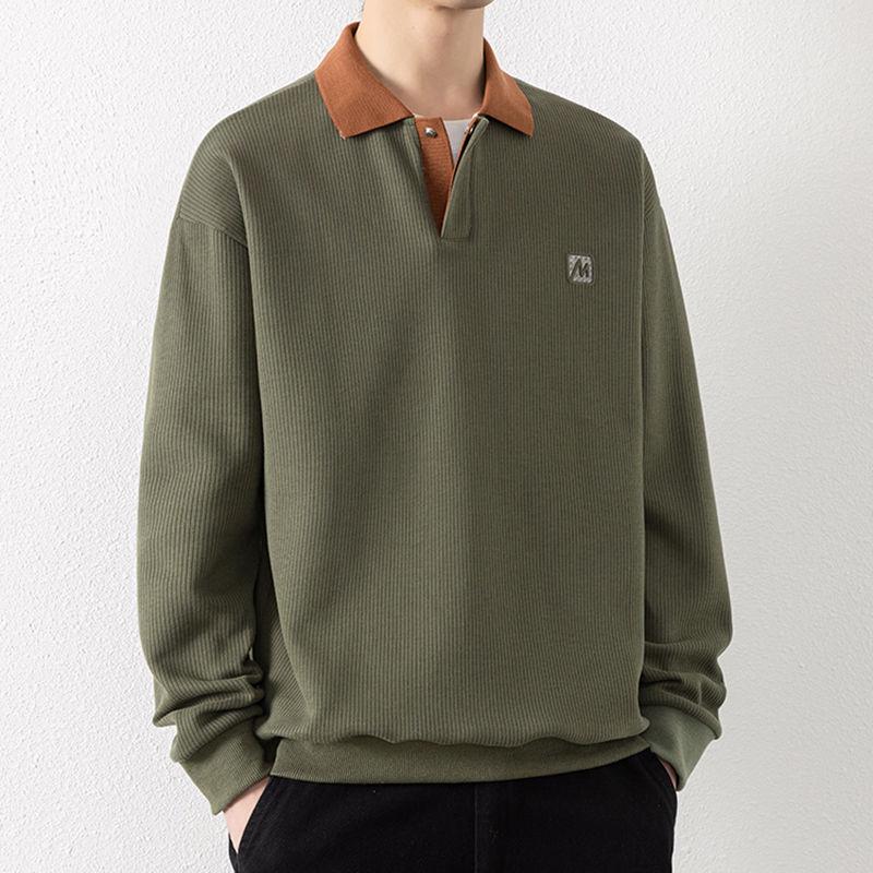 Herren Schwergewicht V-Ausschnitt Langarm Baumwoll-Hoodie Top