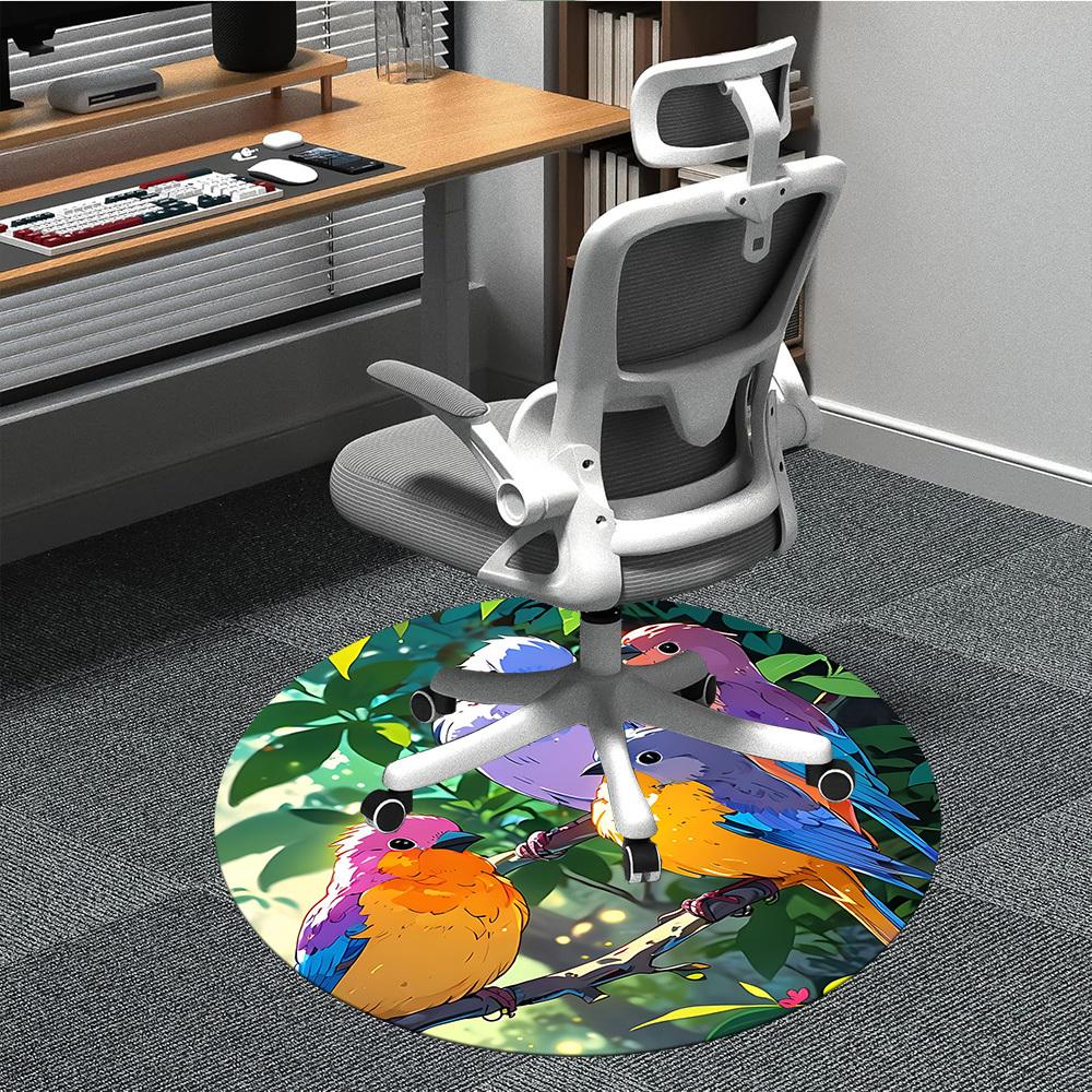 

1PC Birds Nature Office Round Area Rug, Indoor Mat Suitable For Office, Under Office Chairs Bedroom Living Room Home Decor, Room Deco 003 80cm by 80cm