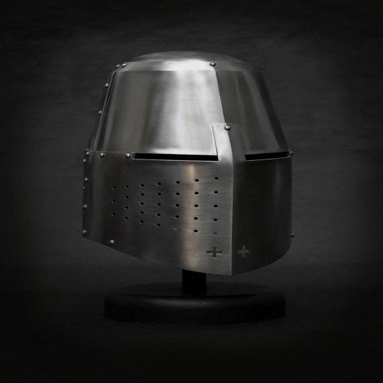 Medieval Crusader Great Helm Hand-Forged Steel Helmet with Cross Detailing Knight Armor Replica