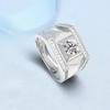 925 Sterling Silver Rings for Men Shining Crystal Adjustable Size Fashion Gifts Engagement Wedding High Quality Jewelry