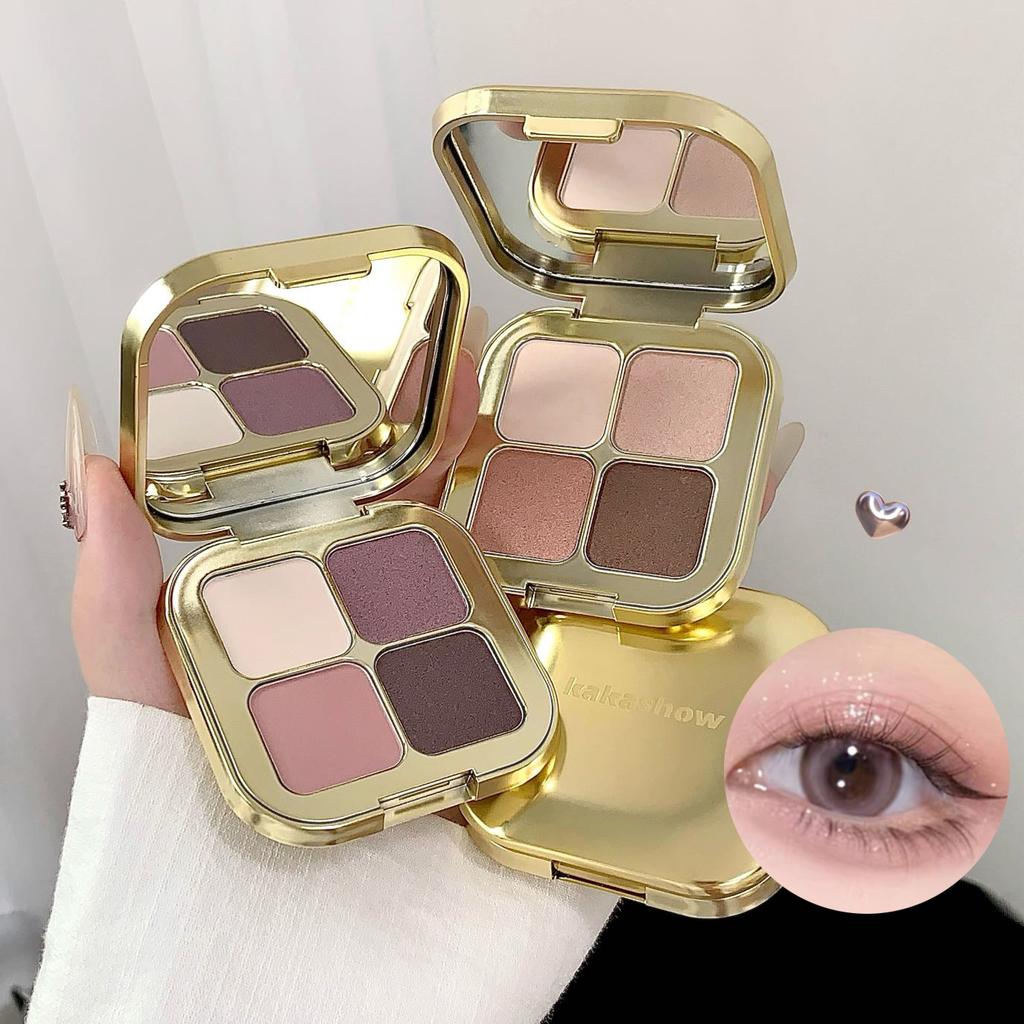 KAKASHOW 4 Colors Eyeshadow Palette Matte Shimmer Pearlescent Glitter Eye Shadow Long Lasting Easy To Eyes Makeup Palette