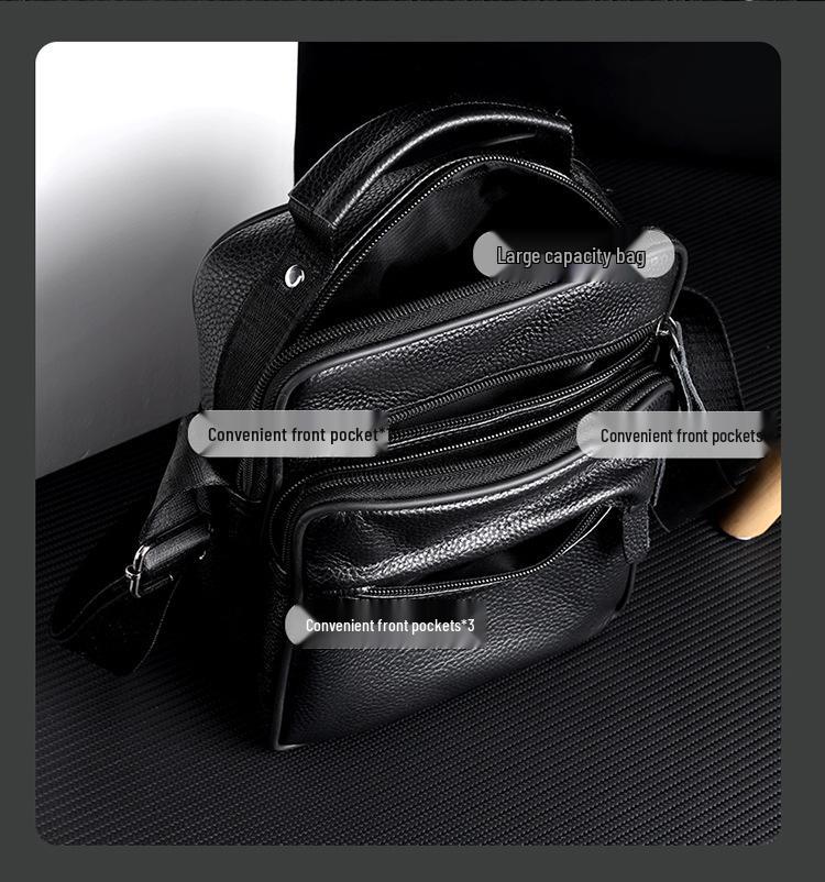 Men's Genuine Leather Crossbody Shoulder Bag - Top Grain Cowhide, Small Storage, Tool Bag