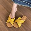 French skirt with non-slip slope heel thick bottom one-word slippers women's 2025 new outer wear summer heightening French cool slippers