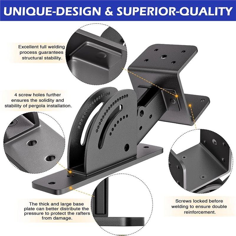 For Wood For Wood Cover Gazebo Heavy Duty Pergola Roof Riser Brackets Adjustable Angle Patio Roof Riser Bracket