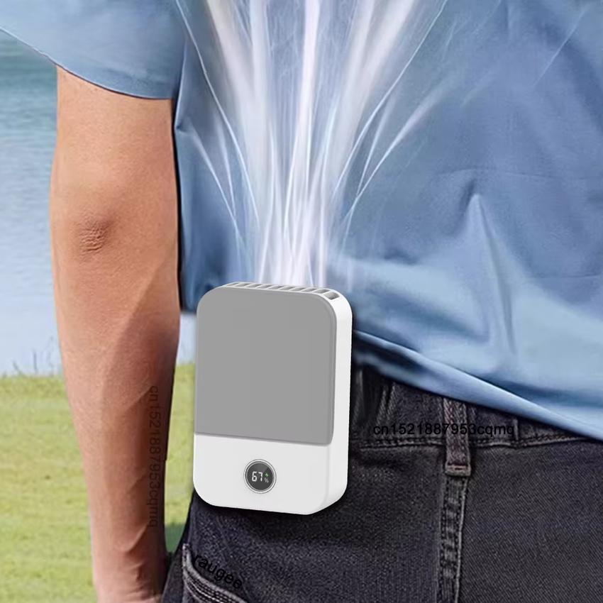 Portable Waist Fan 2000mAh Outdoor Mini Hanging Neck Fan with 3 Gear Strong Wind Rechargeable Portable Waist Clip Fan Air Cooler