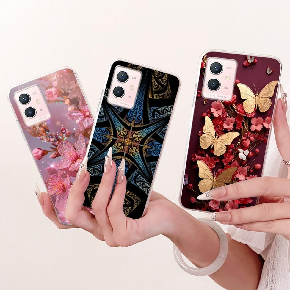 For Vivo Y33s 5G Clear Case Aesthetic Luxury Cute Cat Fashion Butterfly Funny Painted Casing For Vivo V2166A
