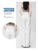 White Women's High-Waisted Wide-Leg Jeans - Slimming Petite Straight Floor-Length Pants for Summer