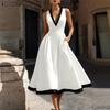 Women Casual V-Neck Elegant Sleeveless A-line Dress